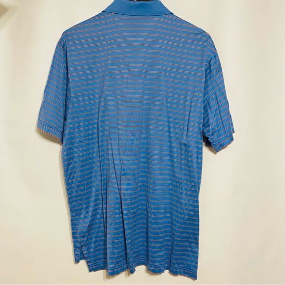 Peter Millar Mens Blue And Red Striped Polo Shirt Size Large - Picture 7 of 11